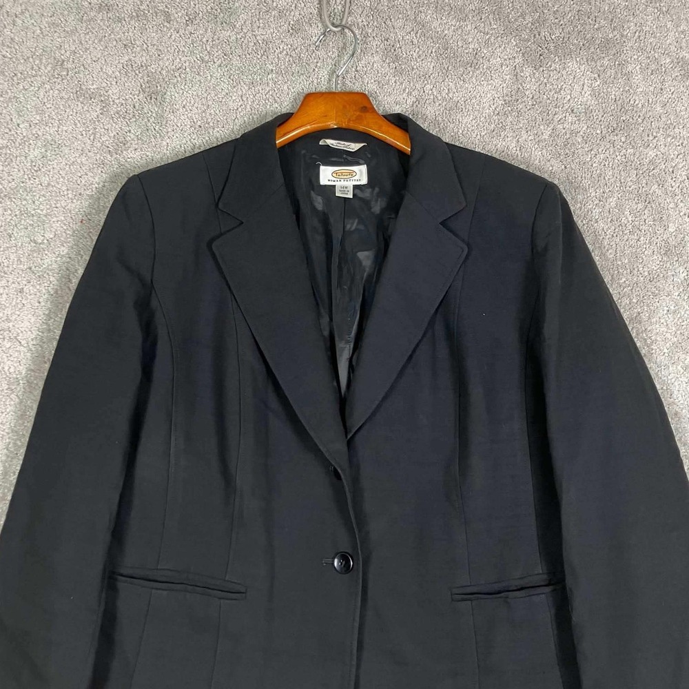 Vintage Talbots Woman Petites 14W Black Wool Blazer Italian Fabric Made in Japan - Picture 2 of 14